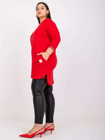 Czerwona dresowa tunika plus size z napisami Blanche