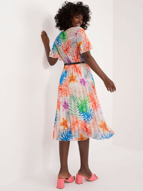 Hurt Jasnobeżowa rozkloszowana sukienka z paskiem