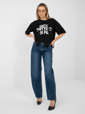 Czarna damska bluzka oversize z kokardkami