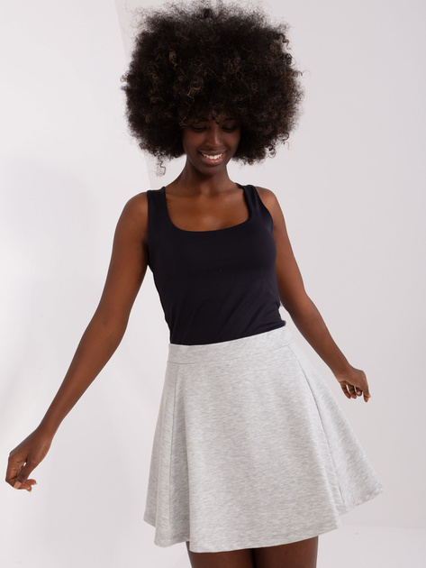 Hurt Jasnoszara mini spódnica dresowa z suwakiem