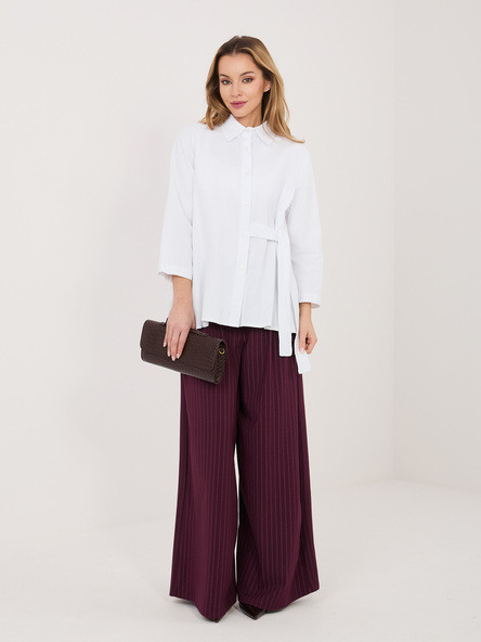 Biała sztruksowa koszula z kołnierzykiem RUE PARIS