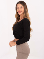 Czarna bluzka z długim rękawem RUE PARIS 