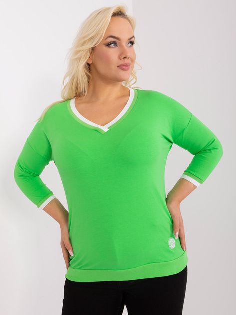 Hurt Jasnozielona gładka bluzka plus size z bawełny