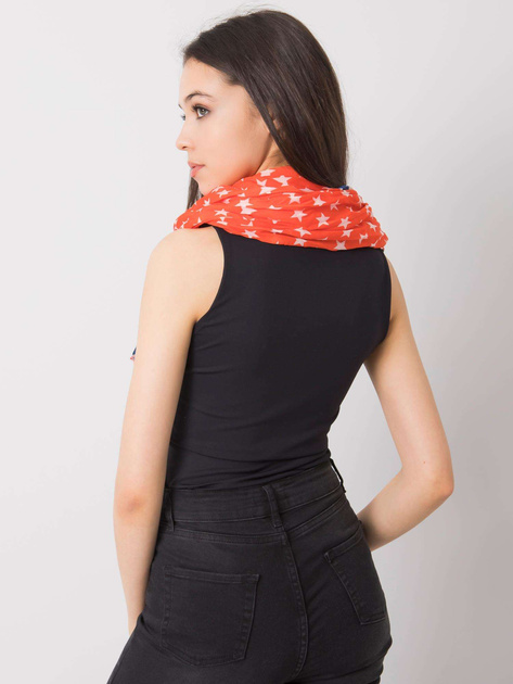 Czerwono-granatowa chusta z nadrukiem