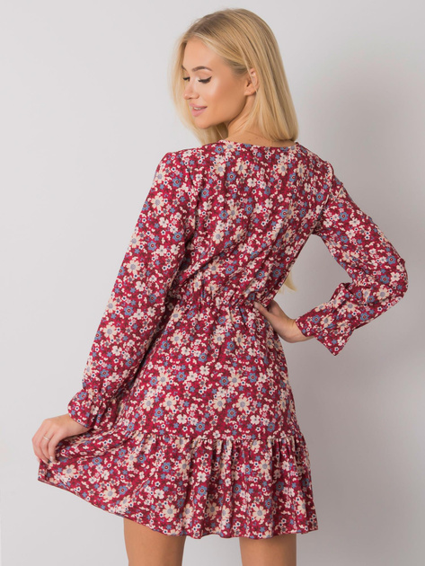 Bordowa sukienka z falbaną Anavi OCH BELLA