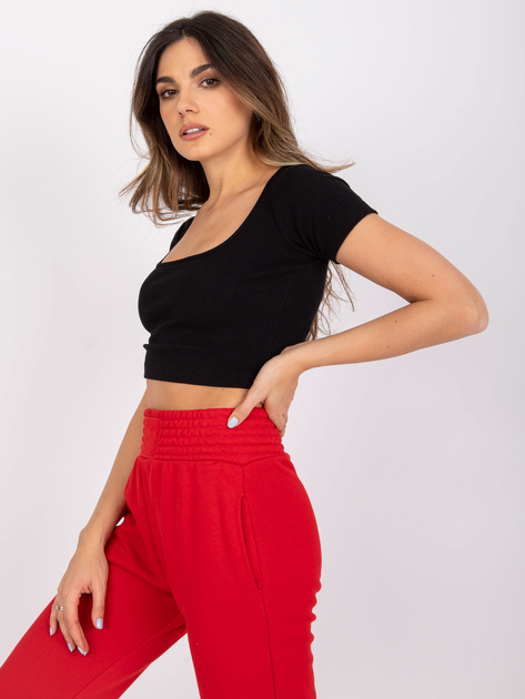 Czarny prążkowany top Rosa RUE PARIS