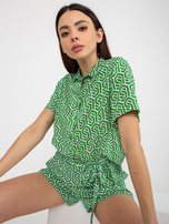 Hurt Zielona bluzka koszulowa we wzory z kołnierzem SUBLEVEL