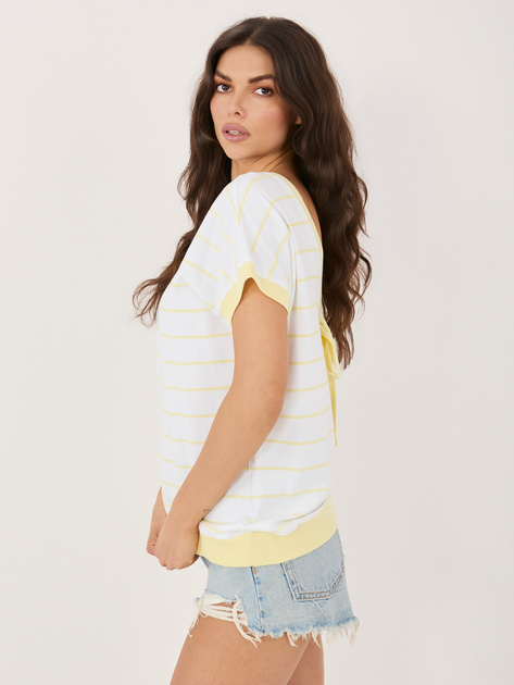 Jasnożółta bawełniana bluzka w paski