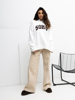 Ecru bluza oversize z naszywką RUE PARIS 