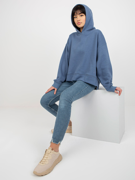 Hurt Ciemnoniebieska dresowa bluza z kapturem i rozcięciami MAYFLIES