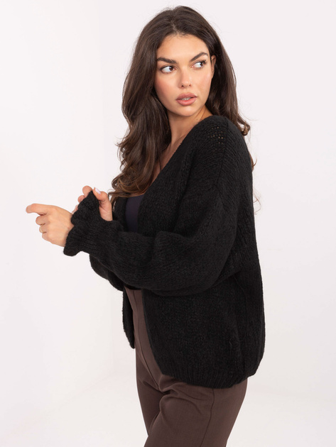 Czarny kardigan z falbankami przy rękawach RUE PARIS