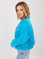 Niebieska sztruksowa kurtka z broszkami RUE PARIS 