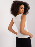 Hurtownia Ecru prążkowany top bez rękawów 