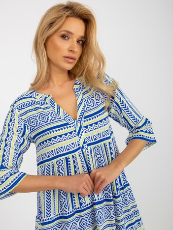 Hurt Ciemnoniebieska boho sukienka we wzory z wiskozy SUBLEVEL