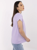 Liliowy t-shirt z dekoltem V BASIC FEEL GOOD