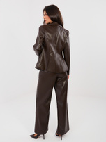 Czekoladowe spodnie z ekoskóry z kieszeniami