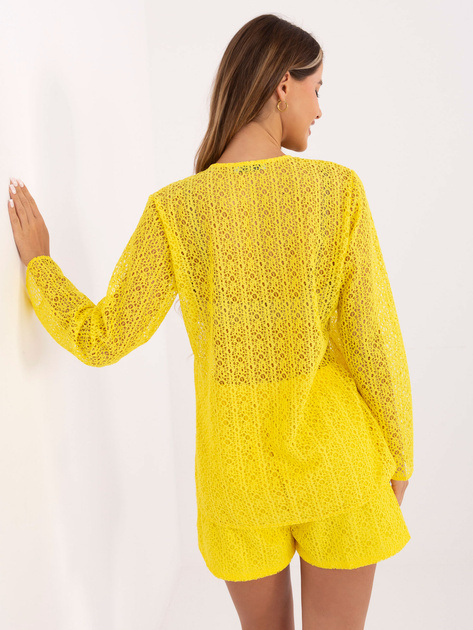 Żółty ażurowy komplet z szortami