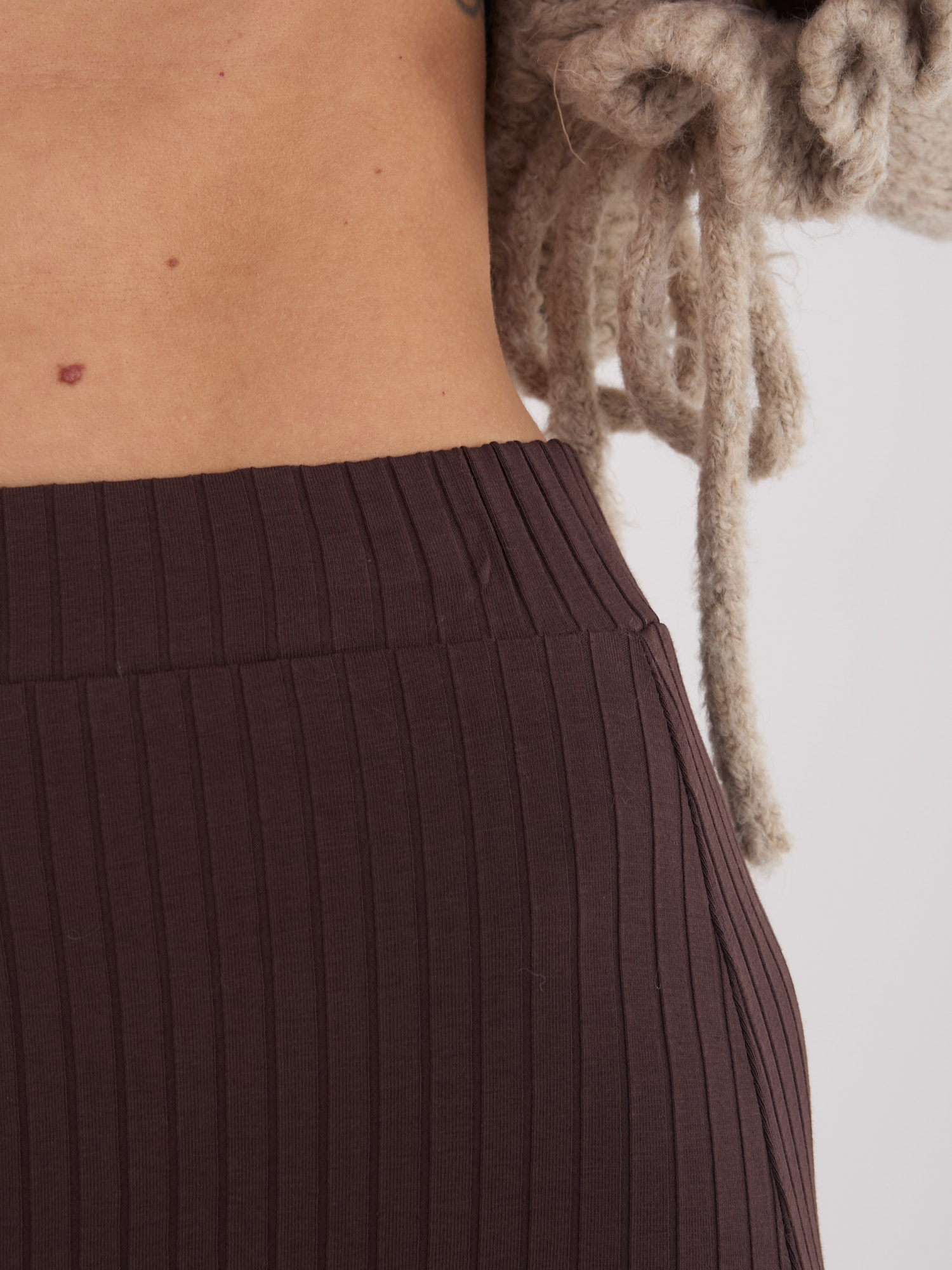 Chocolate striped midi skirt RUE PARIS.