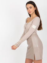 Hurtownia Beżowa dopasowana bluzka w prążek OCH BELLA