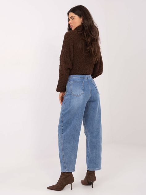 Niebieskie damskie jeansy baloon z paskiem