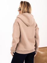 Ciemnobeżowa rozpinana bluza basic z kapturem