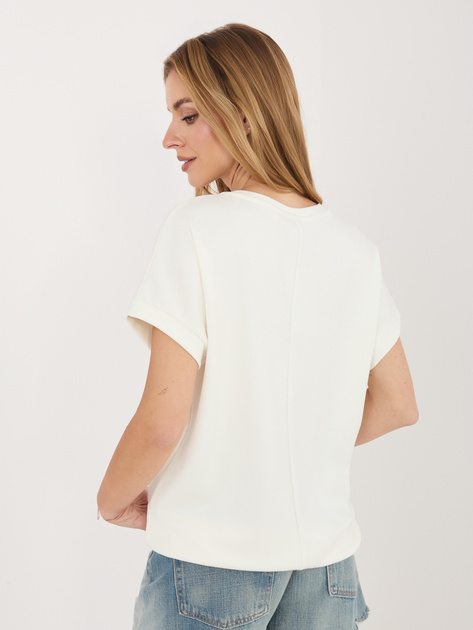 Ecru casualowa bluzka oversize z dekoltem V