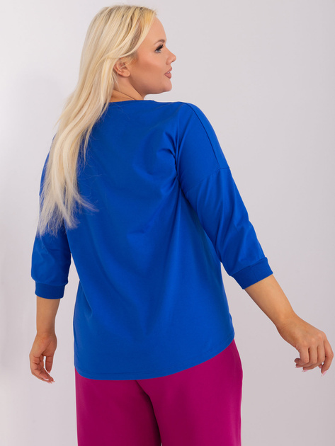 Hurt Kobaltowa damska bluzka plus size z napisami