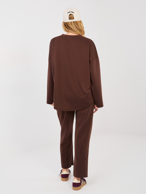 Czekoladowy dresowy komplet z naszywkami RUE PARIS