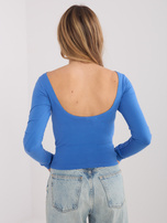 Niebieski damski longsleeve basic z bawełny 