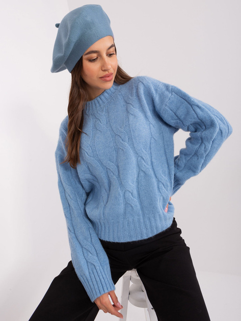 Hurt Brudnoniebieski jednokolorowy beret damski