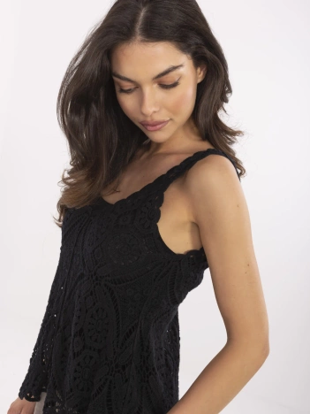 Czarna ażurowa bluzka 2w1 na lato