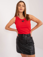 Hurtownia Czerwony casualowy top damski w prążek