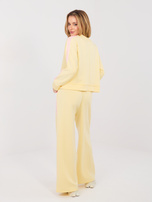 Pastelowy żółty komplet z bluzą bez kaptura RUE PARIS 