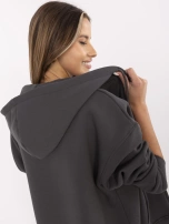 Grafitowa dresowa bluza basic z kapturem