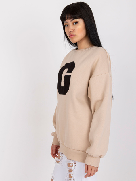 Beżowa dresowa bluza bez kaptura z bawełny Severine