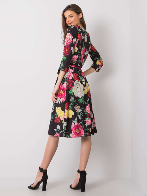 Czarna sukienka w kwiaty Asther