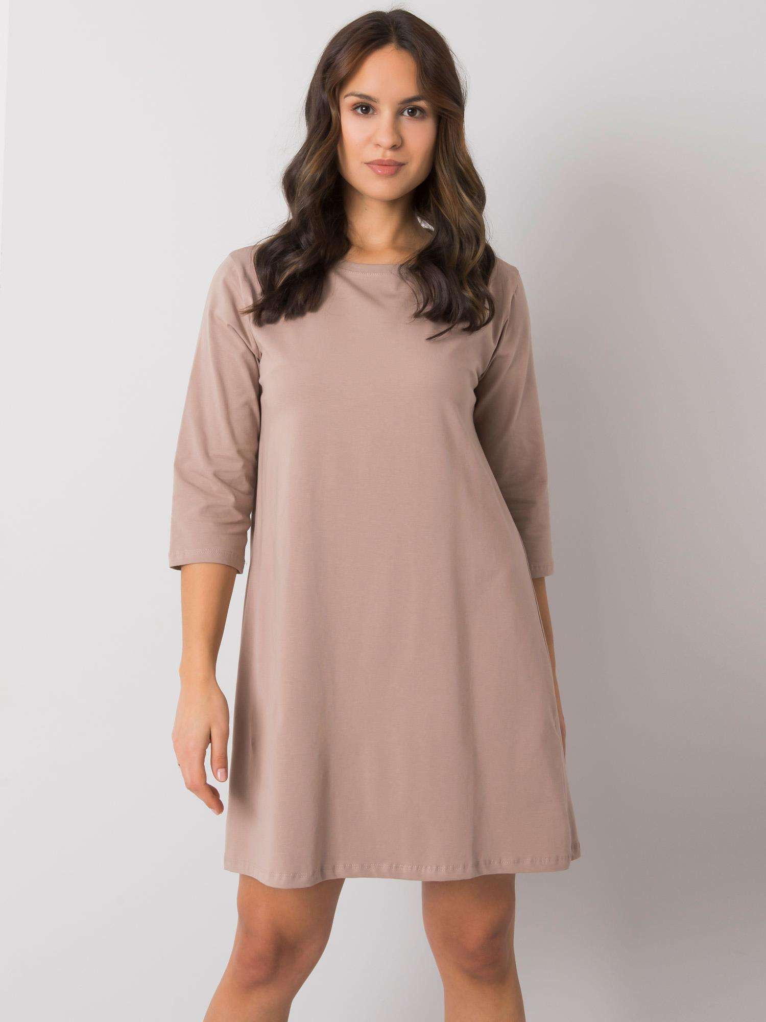 Hurt Dark Beige Cotton Dress Jamelia RUE PARIS.