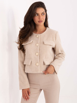 Jasnobeżowy żakiet z ozdobnymi guzikami RUE PARIS