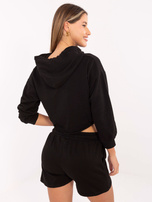 Czarny dresowy komplet z bluzą z kapturem Emola