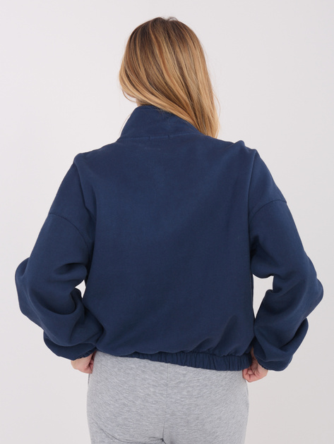 Granatowa ocieplana bluza basic ze stójką