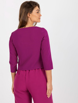 Hurt Fioletowa krótka bluzka wizytowa z rękawem 3/4