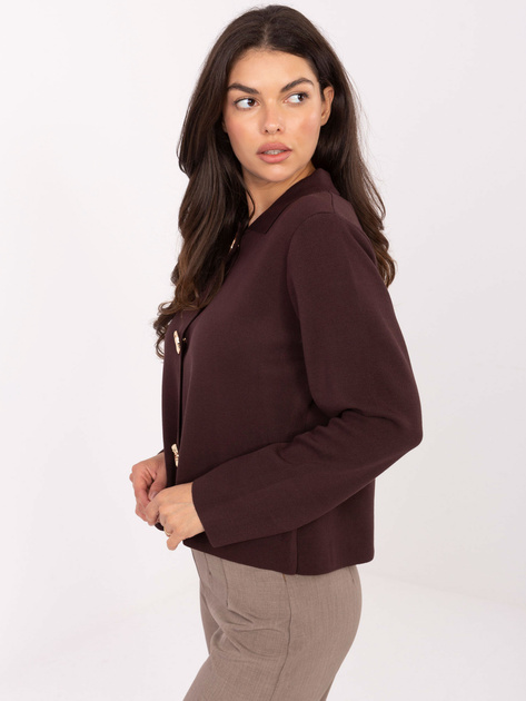 Czekoladowy elegancki sweter z zapięciem na zatrzaski