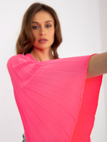 Hurt Fluo różowa bluzka wizytowa z kopertowym dekoltem