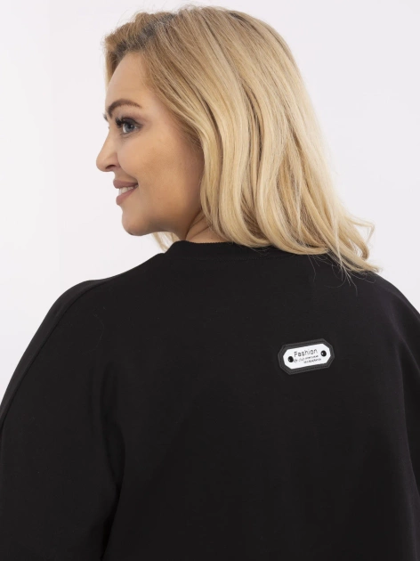 Czarna damska bluza plus size ze ściągaczami