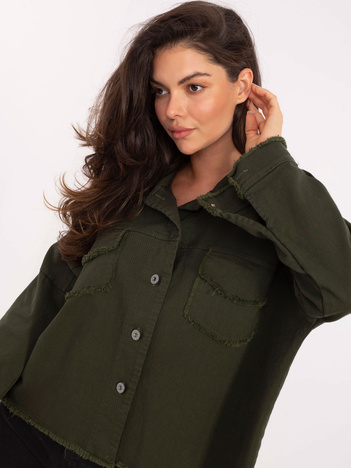 Khaki  jeansowa kurtka o kroju oversize RUE PARIS