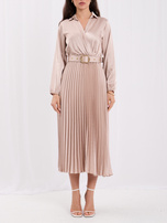 Beige elegant dress with a satin effect RUE PARIS.