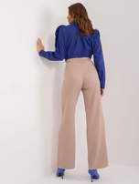 Hurtownia Ciemnobeżowe damskie spodnie z materiału