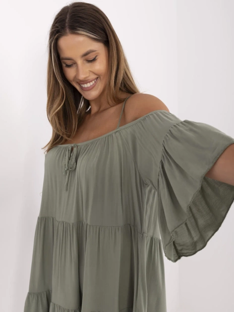 Khaki letnia sukienka z falbaną Veronique OCH BELLA