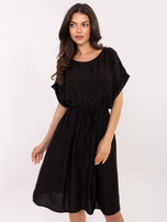 Czarna letnia sukienka z wiązaniem w talii