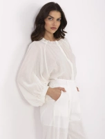 Ecru rozpinana koszula z bufiastymi rękawami